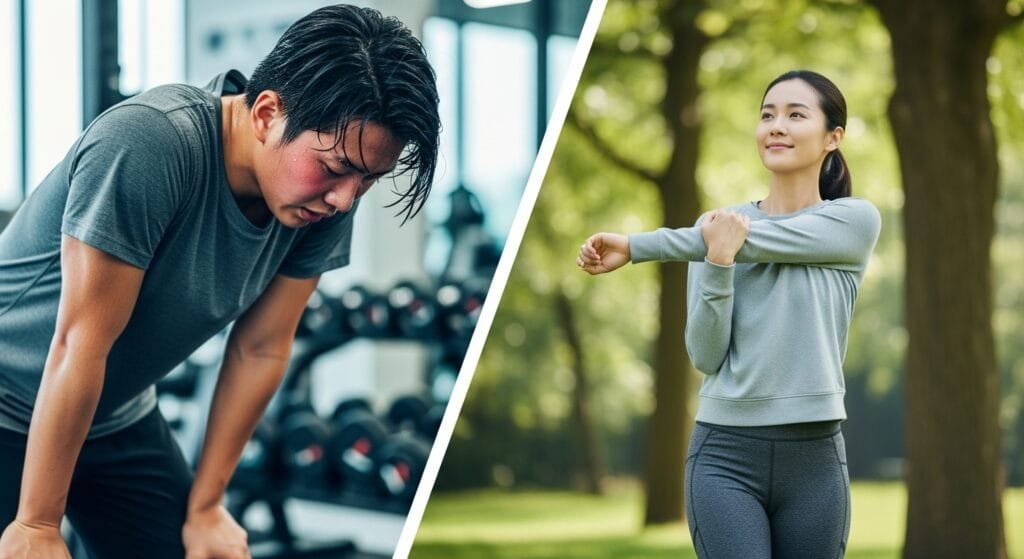 Before and after comparison showing benefits of active recovery vs complete rest