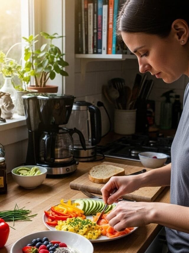 Person preparing a protein-rich breakfast at home